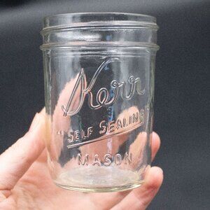 Vintage Half Pint Kerr Self Sealing Mason Jar Boldly Embossed Clear No Lid